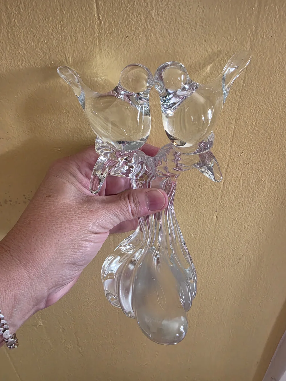 Elegant Clear Glass Bird Vase -